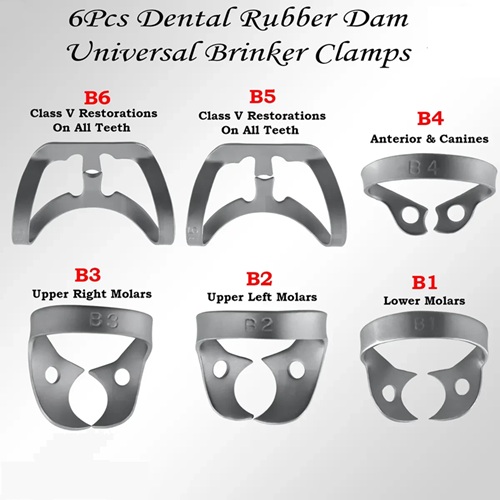 Coleten HyGenic Brinker Gingival Tissue Retractors 6pc Rubber Dam Universal Clam - Image 2
